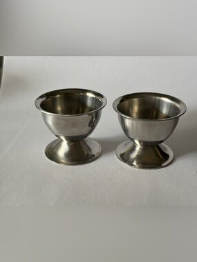 2 Rostfritt Staal Stainless Steel Egg Cups Vintage Sweden 1 1/2”